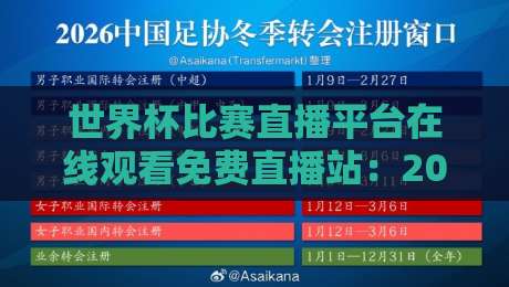 世界杯比赛直播平台在线观看免费直播站：2026年观赛指南与避坑攻略